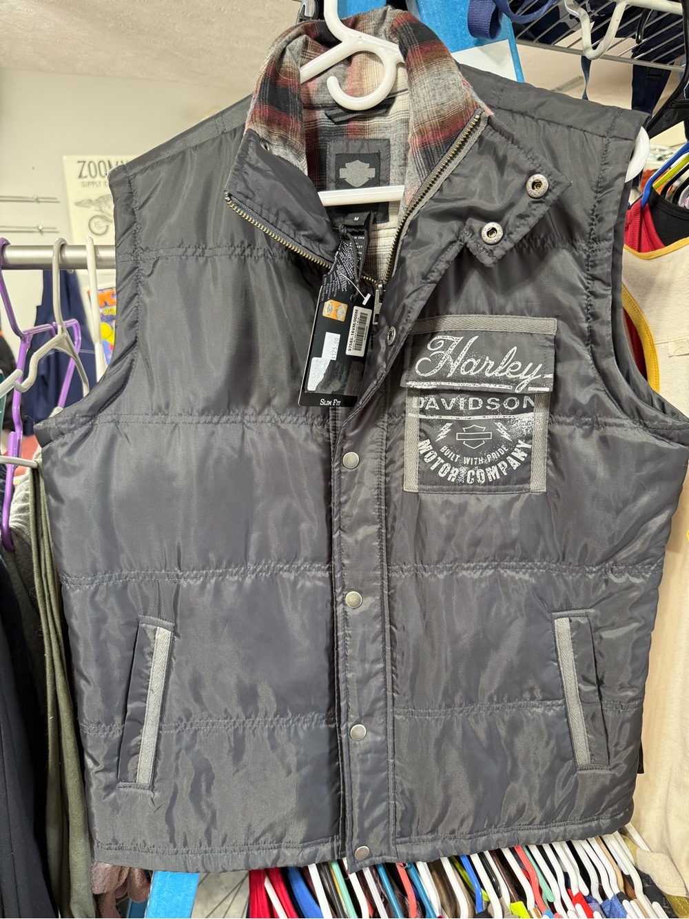 Harley-Davidson Men's Dark Gray Quilted Insulated Vest